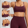 European and american new style thin strap sports bra for women - shockproof, push-up, running, yoga bra with padded cups, fitness tank top