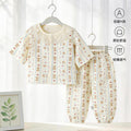 Class a pajamas gauze pure cotton spring summer thin baby air-conditioning home clothes 7-quarter sleeves + pants kidssuit