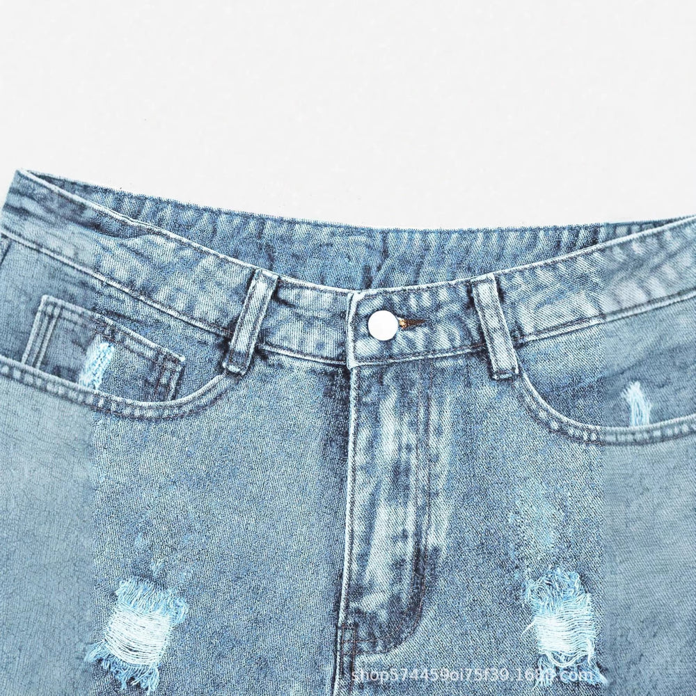 new arrivals: plus-size distressed denim shorts for women - high-waisted, slim-fit, perfect for , , and european & american markets