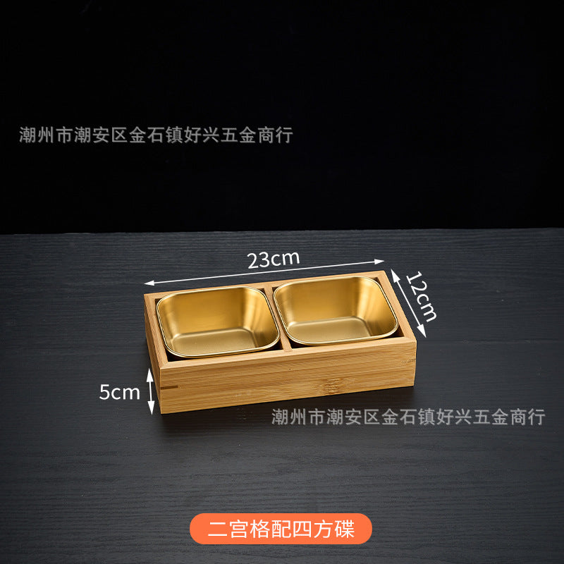 Creative nine-square grid tableware commercial hot pot restaurant barbecue restaurant beef vegetable platter bamboo tray divided grid dinner plate