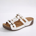 metal buckle wedge heel slippers  summernew arrivalplatform shoesplus sizethick sole one-line sandals women's wholesale