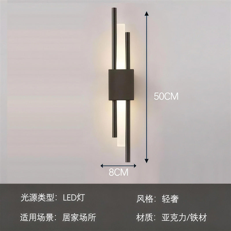 Italian normcore double pole long frosted soft light strip house staircase entrance living room background wall normcore linear wall lamp