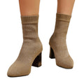 autumn new arrival: plus size chunky heel flyknit boots for women (sizes 36-43) - perfect for cross-border e-commerce, , and  dropshipping