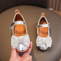 Girls'  spring new bowknot soft sole princess leather shoes for mid-to-large children - wholesale magic tape closure kids' shoes (direct from manufacturer)