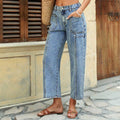 exclusive elastic label women's straight-leg casual jeans, simple and versatile style,  xiyin tiktok