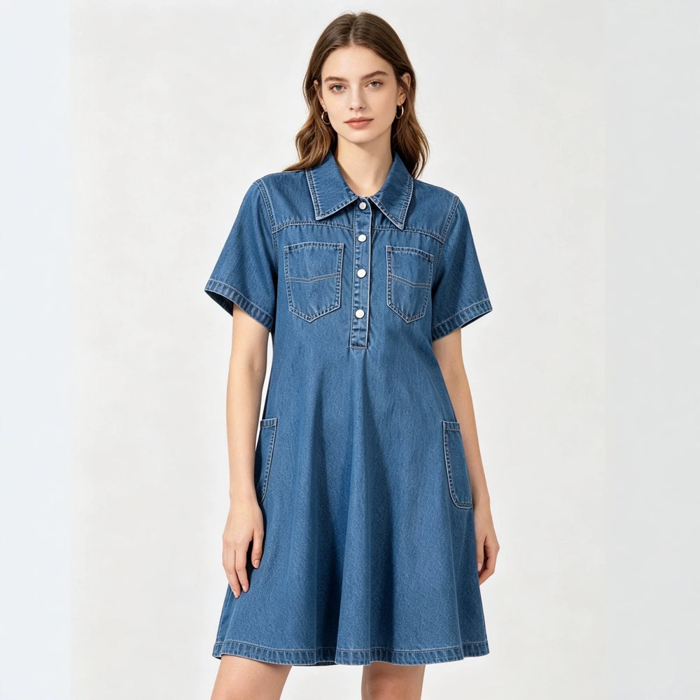 Amazon  denim dress summer thin short sleeve fashionable fashionable work clothing short sleeve new style