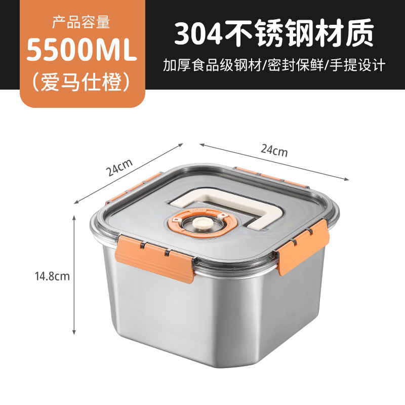 Cross-border  popular square stainless steel crisper 304 stainless steel sealed box refrigerator storage box wholesale