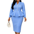 New solid color long sleeve dress - fitted waist, ruffle hem, work-ready, elegant office bodycon dress
