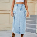 Fashion cross-border foreign trade women's clothing  independent station new style washed elastic waist ribbon workwear skirt trendy