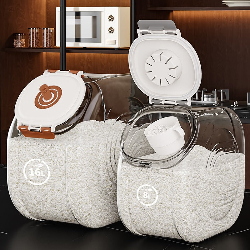 Household rice bucket 5kg 10kg rice box food grade transparent grain bucket insect-proof and moisture-proof sealed rice bucket