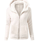 women's fashion solid color hoodie - loose fit plush zip-up jacket top
