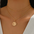 Wholesale vintage necklaces: cross-border sunflower, niche, high-end jewelry, extra-long face pendant, trendy women's clavicle chain