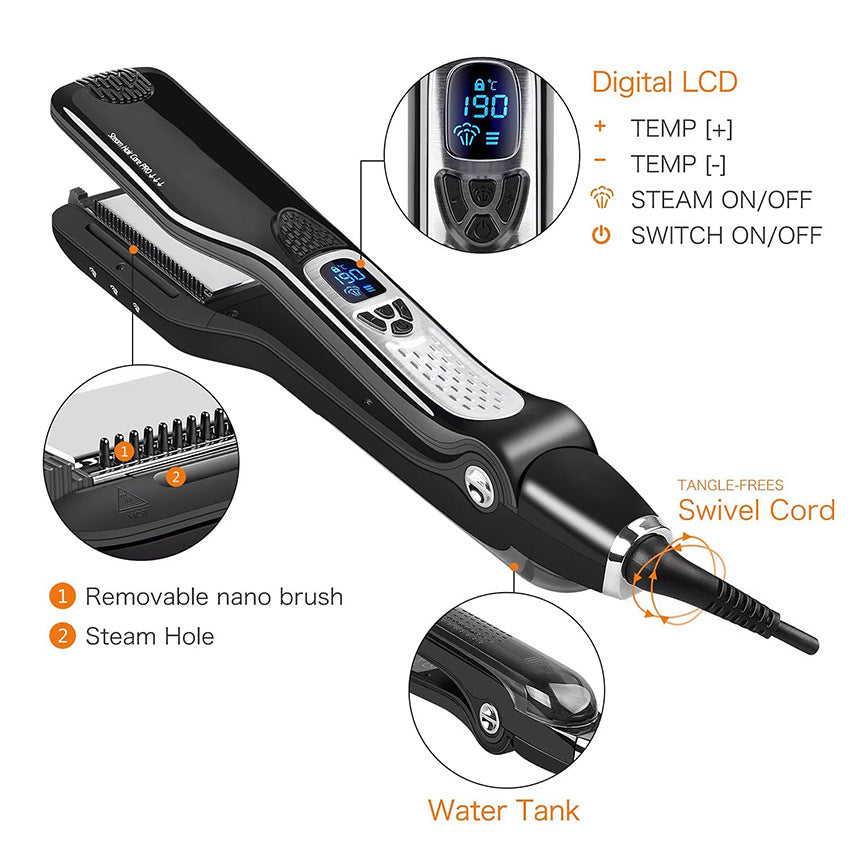 Cross-border steam hair straightener Multifunctional hair straightener Splint Curling iron Straight roll Dual-purpose spray Straight plate clip European standard electrical appliances