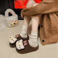 Kt cat casual women's lambswool slippers - autumn/winter cute cartoon warm non-slip home thick-soled closed-toe cotton slippers