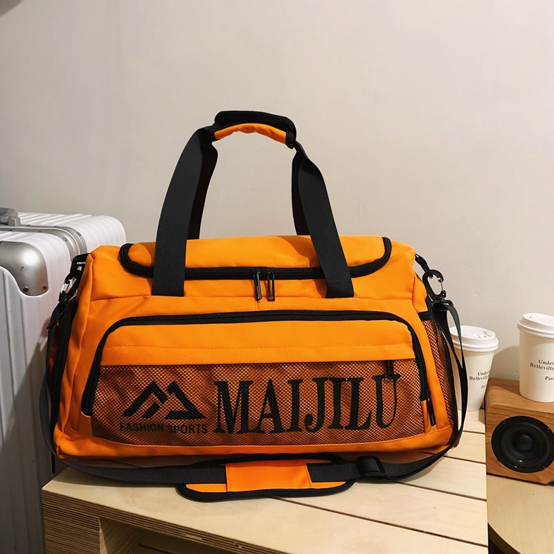 Cross-border men's sports and leisure large-capacity fitness bag women's letter simple accommodation travel bag shoulder messenger bag