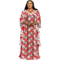 supply african plus sizeloose bat shirt women's colorful water-soluble lacev neck blouse robe dress
