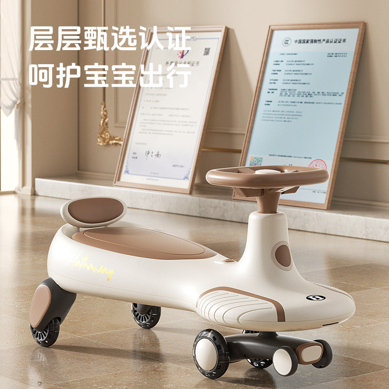 New children's twisting car Universal wheel Anti-rollover silent flash wheel Adults aged 1-8 can sit on the sliding twisting car
