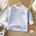 Kidsheattechtops boys and girlsfall and winter bottom shirt baby thickened pajamas children's fleece-linedlong sleeves autumn clothes