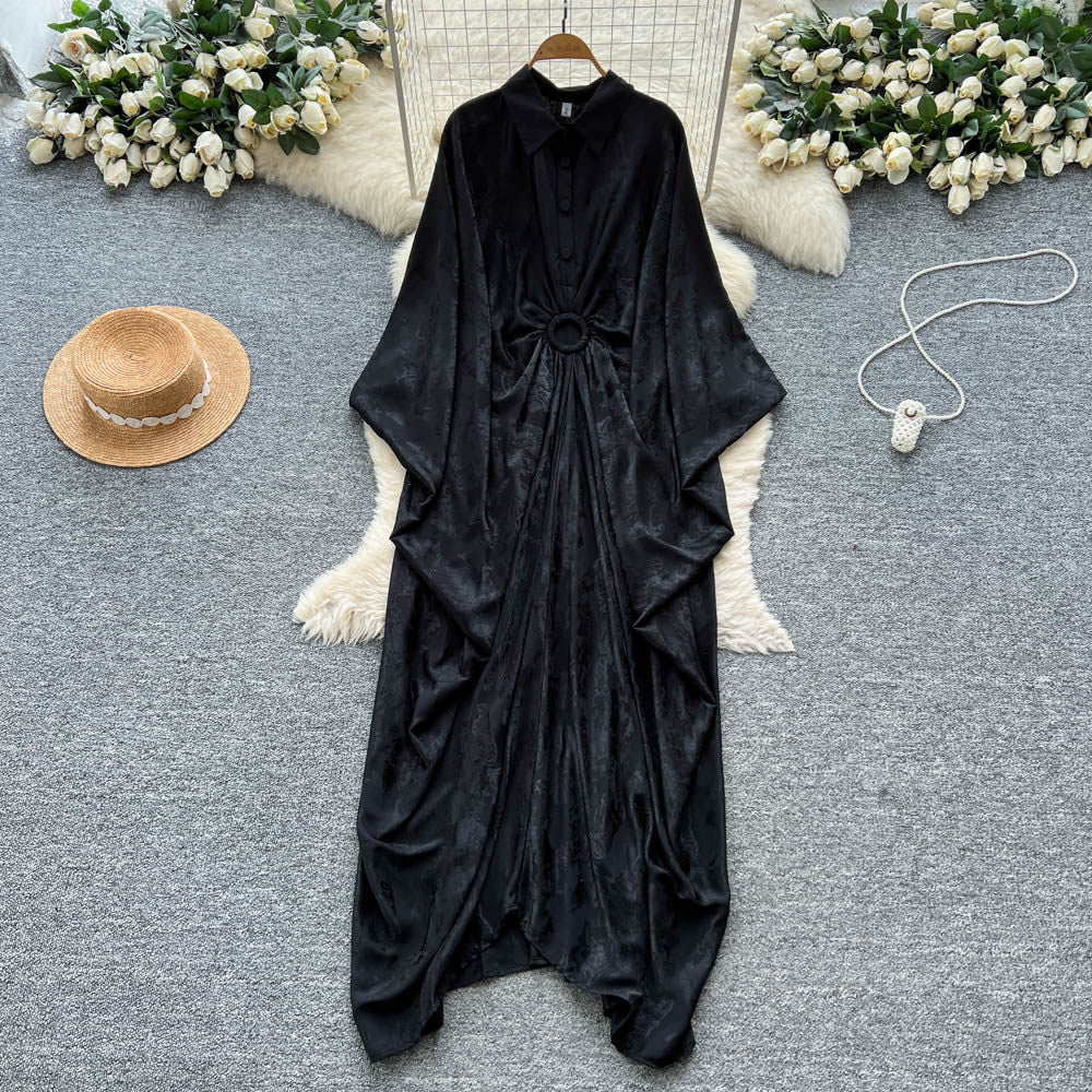 Vacation style printingpatchworkclassy new arrivaldress women's waist slimming look large swing long skirt work clothingelegant skirt