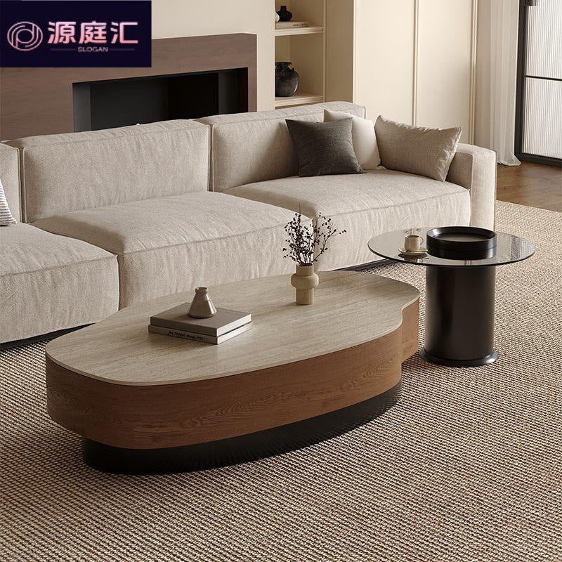 Used style travertine slate special-shaped mango coffee table for home living room large and small apartment asymmetricalaccessible luxury creative coffee table