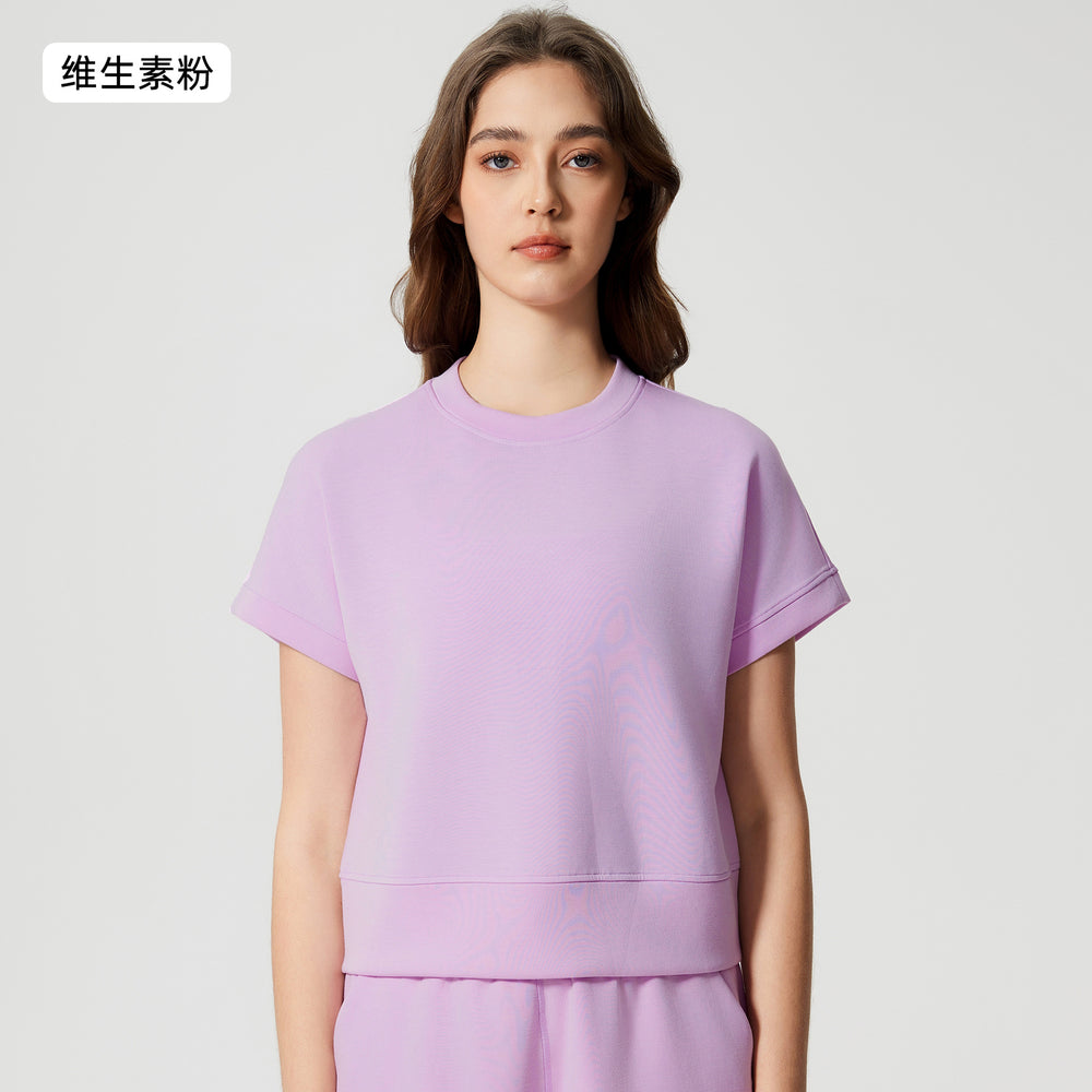 Women's casual activewear set: loose-fit breathable short-sleeve t-shirt & air layer shorts - perfect for yoga & workout