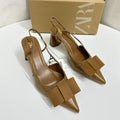Za2025 autumn new collection: chunky heel peep-toe sandals with back strap, pointed toe, silk satin bow detail - fashionable women's footwear