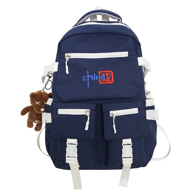 New Chinese style schoolbag for female junior high school students Guochao backpack fashion college students high school students large capacity backpack men