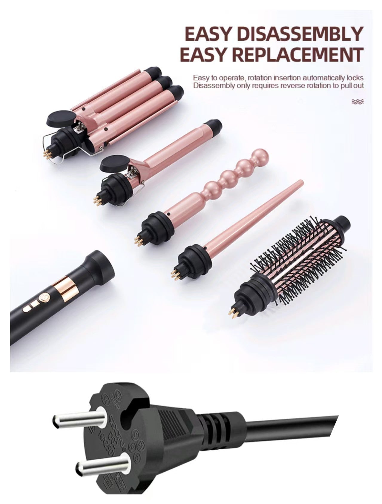 Cross-border new multi-functional five-in-one curling iron, replaceable hair curler, egg roll, wool curling cone tube, curling hair artifact