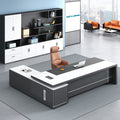Saint li white executive desk and chair set - manager/ceo desk - minimalist modern office furniture - executive office desk