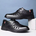 Summernew arrivalcut out perforated breathable business formal leather shoes men's casual wedding groom british pointed toe men's shoes