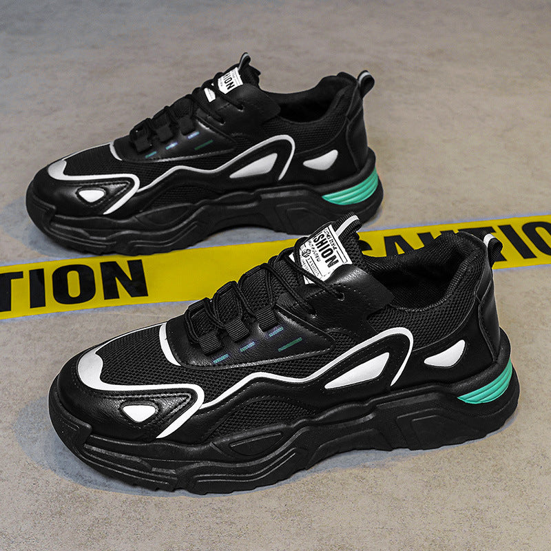 Men's shoes 2025 new trendy spring breathable athletic casual shoes running versatile student mesh height increasing chunky sneakers