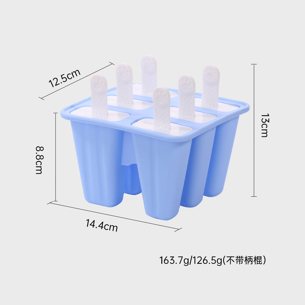 ice cream mold 6 grids with pp stick new children's silicone ice grid DIY ice cream mold ice box