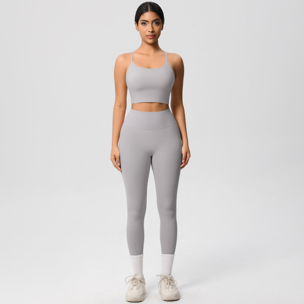 New cloud-feel tank top sports bra yoga set - quick-dry, compression fit, running & casual fitness two-piece outfit