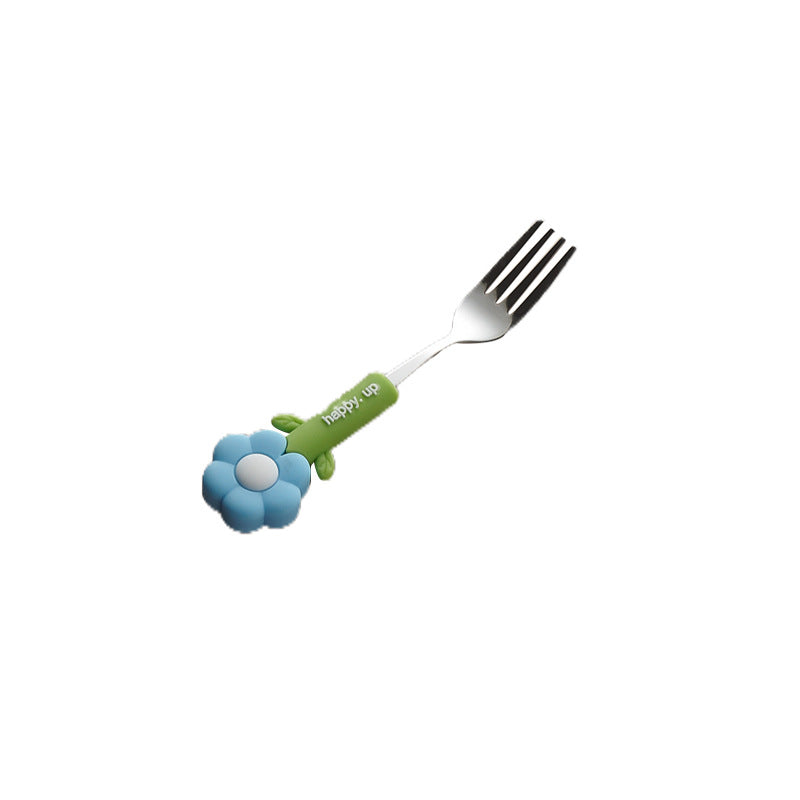 Cartoon tulip school portable 304 stainless steel cutlery set - cute dessert forks and spoons for kids