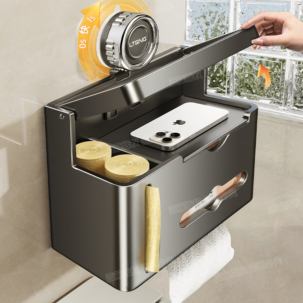 Suction cup non-punching toilet tissue box wall-mounted bathroom toilet pumping carton toilet paper storage rack