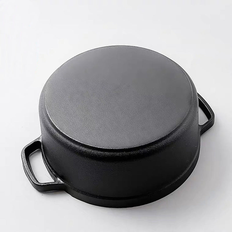 Cast iron saucepan Old-fashioned traditional raw iron pot, stew pot, binaural soup, uncoated one-pot non-stick pot, hot pot.