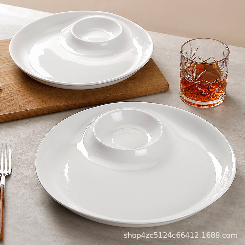 For homecreative dumpling plate shrimp plate with dipping vinegar dish grids dinner plate cold dishes snacks snacks plate commercial standard