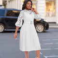 European and american women's clothing  summer new arrival: elegant lace patchwork, pleated, hollow-out, sexy plus size african dress - export quality