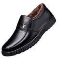 2025 winter men's black leather casual shoes - versatile soft-soled, soft-faced cotton-padded shoes for men - durable and stain-resistant for middle-aged men
