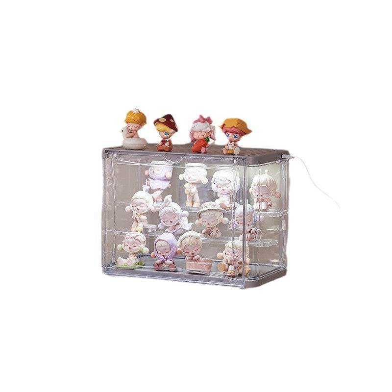 Display rack Wall-mounted dust-proof with lamp storage figure No punching Transparent household building block Toy display shelf