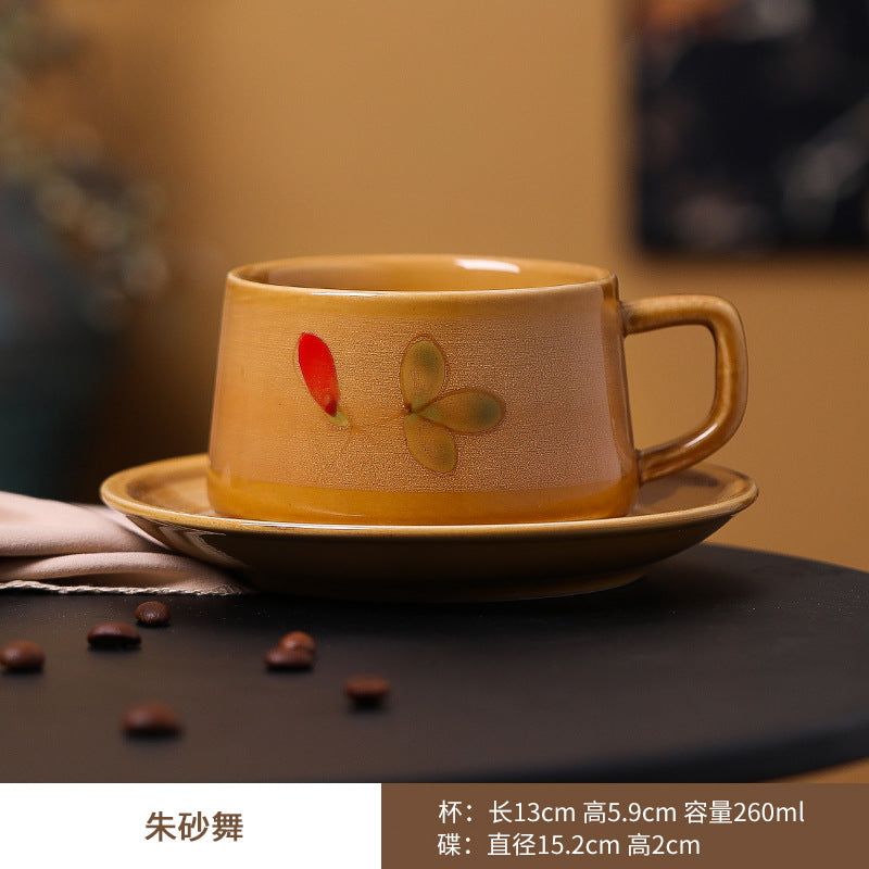 Nordic retro underglaze ceramic coffee cup exquisite afternoon tea milk gift cup and saucer set mug