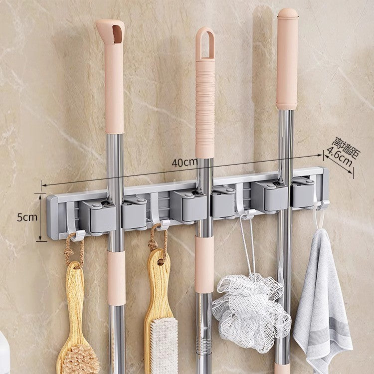 Bathroom bathroom punch-free strong mop wall hanging clip handy gadget fixed hook buckle broom storage storage rack