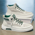 Spring men's new breathable high-top sneakers: trendy, versatile, mesh, anti-slip, athletic, hollow-out, casual skate shoes