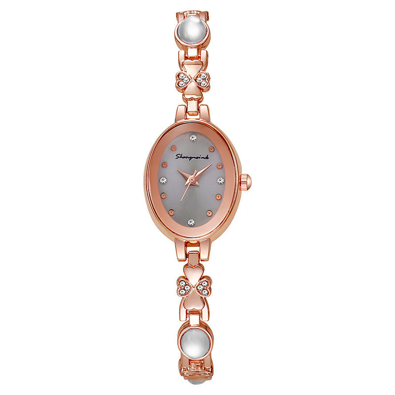 New arrival shangmei brand high-looking casualfashionelegantaccessible luxury diamond-encrusted retro oval watch women's watch