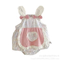 Summer lightweight baby romper - cute bunny sleeveless triangle bodysuit for baby girls - korean style summer outfit for outdoor wear - trendy