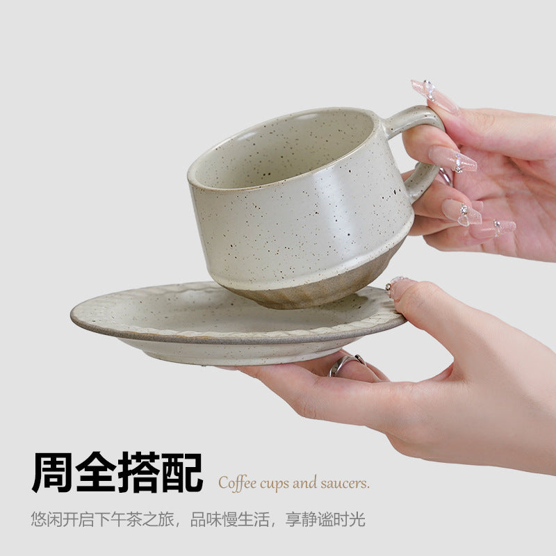 Vintage ceramic coffee mug - rustic pottery, premium feel, creative & unique ceramic drinking cup - office latte mug