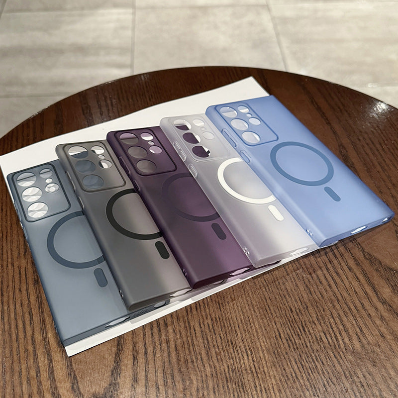 Suitable for samsung s25ultra frosted skin feel protective case s26 fine hole ice mist magnetic charging pc mobile phone case s23