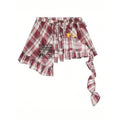 European and american foreign trade  plaid irregular skirt with tie back bow tie butt curtain for women