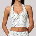 new arrival polka dot yoga clothes suit polyester printing deep v high elastic stereo fitness sports suit