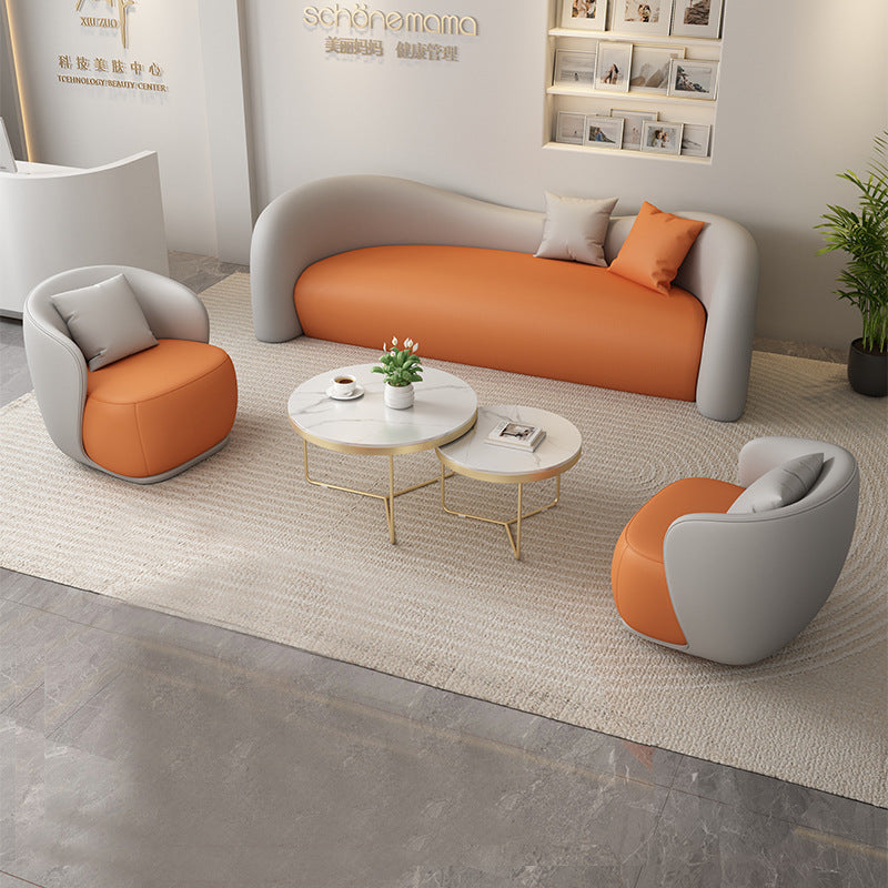 Cream nordic light luxury modern casual sofa designer creative special shaped shop straight row casual fabric sofa